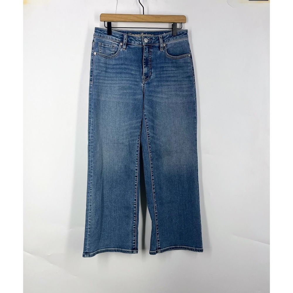 Tommy Bahama Womens Wide Leg Jeans Medium Wash Stretch Blue Denim 243-SW121067